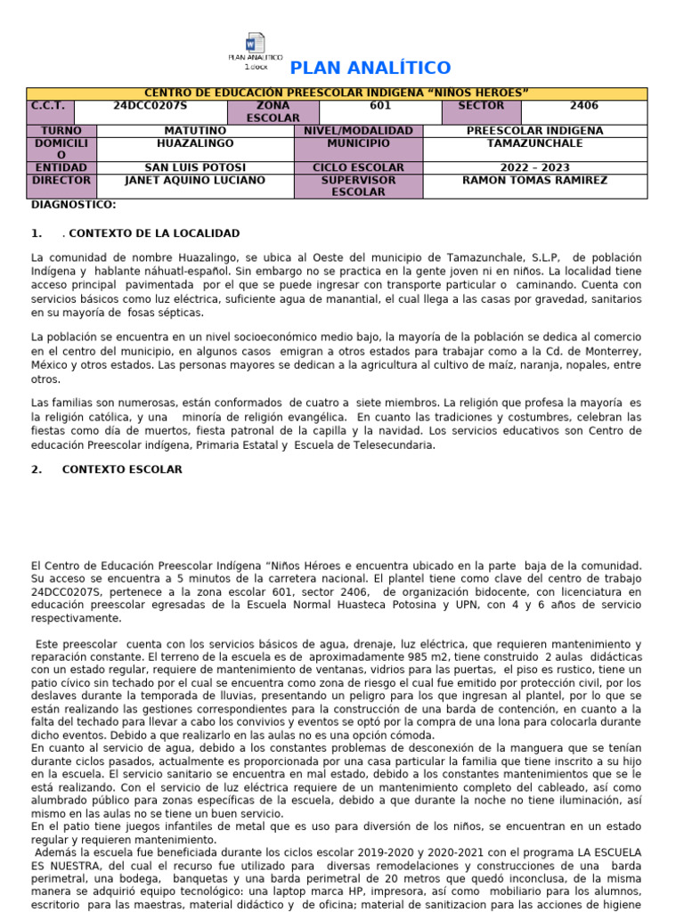 Plan Analitico 1 | PDF