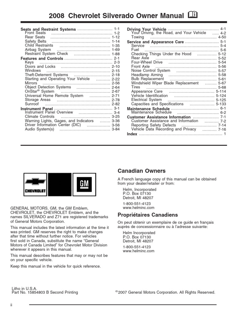 2011 CHEVY SILVERADO 1500 OWNERS MANUAL PDF intelligence overview