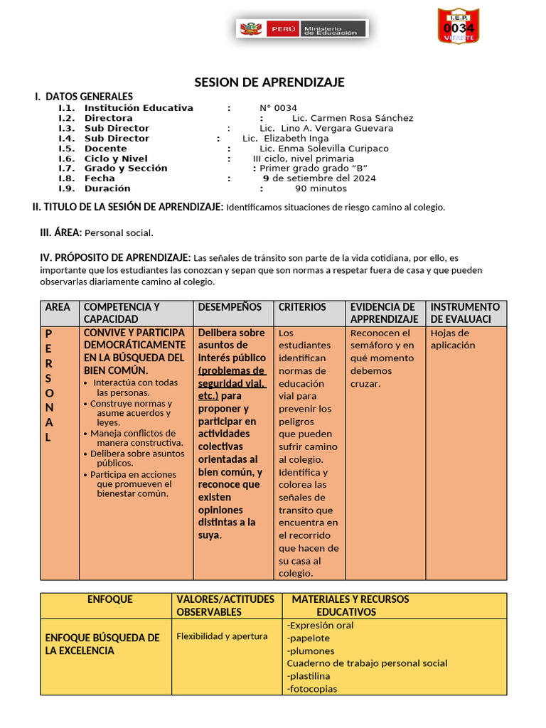 Sesion 1 Personal Social Seguridad Vial | PDF | Semáforo | Ciencias ...