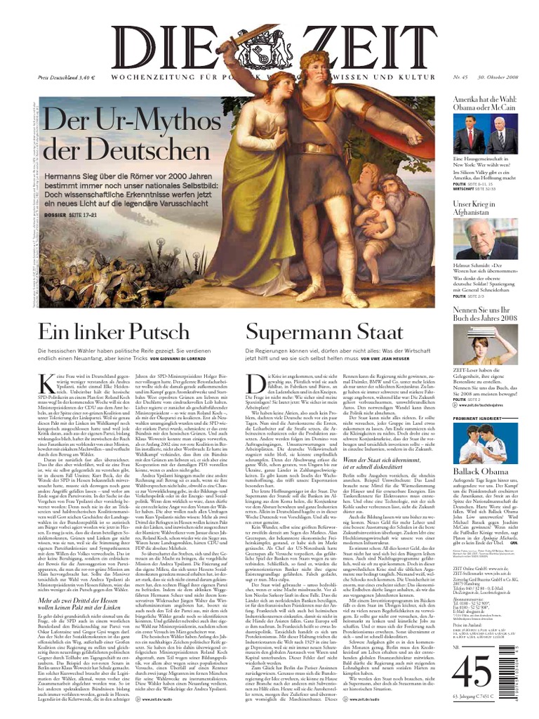 Die Zeit 2008 45 Inkl Zeit Magazin Und Chancen