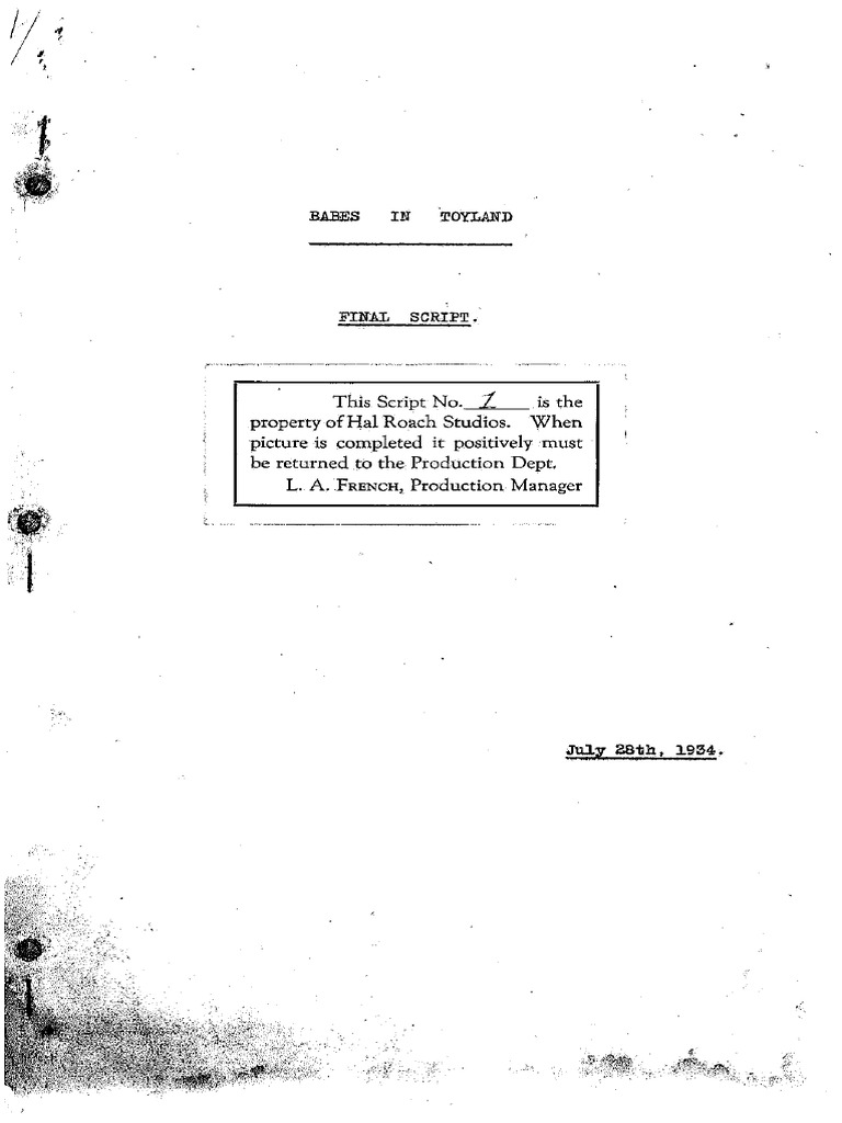 Babes in Toyland Final Script July 28 1934 | PDF