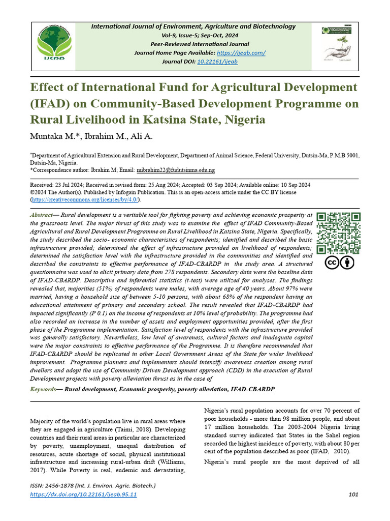 Effect of International Fund For Agricultural Development (IFAD) On ...