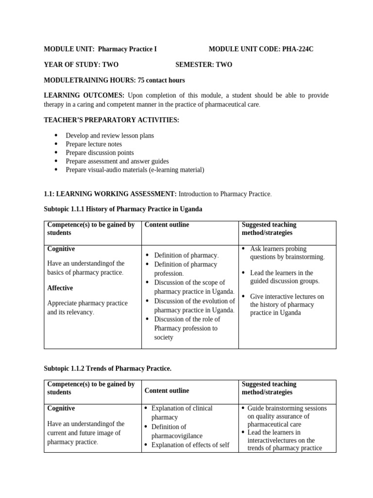 Pharmacy Practice I Module Overview | PDF | Medical Prescription | Pharmacy
