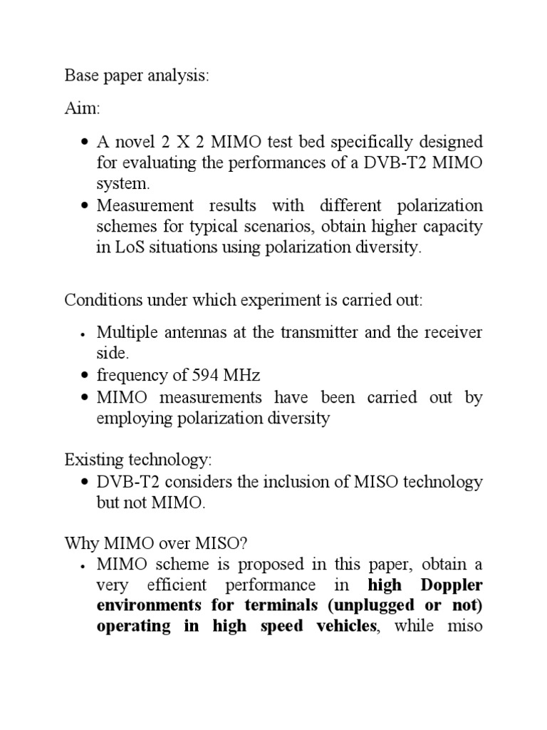 MIMO Test Bed for DVB-T2 Performance Evaluation | PDF | Science ...