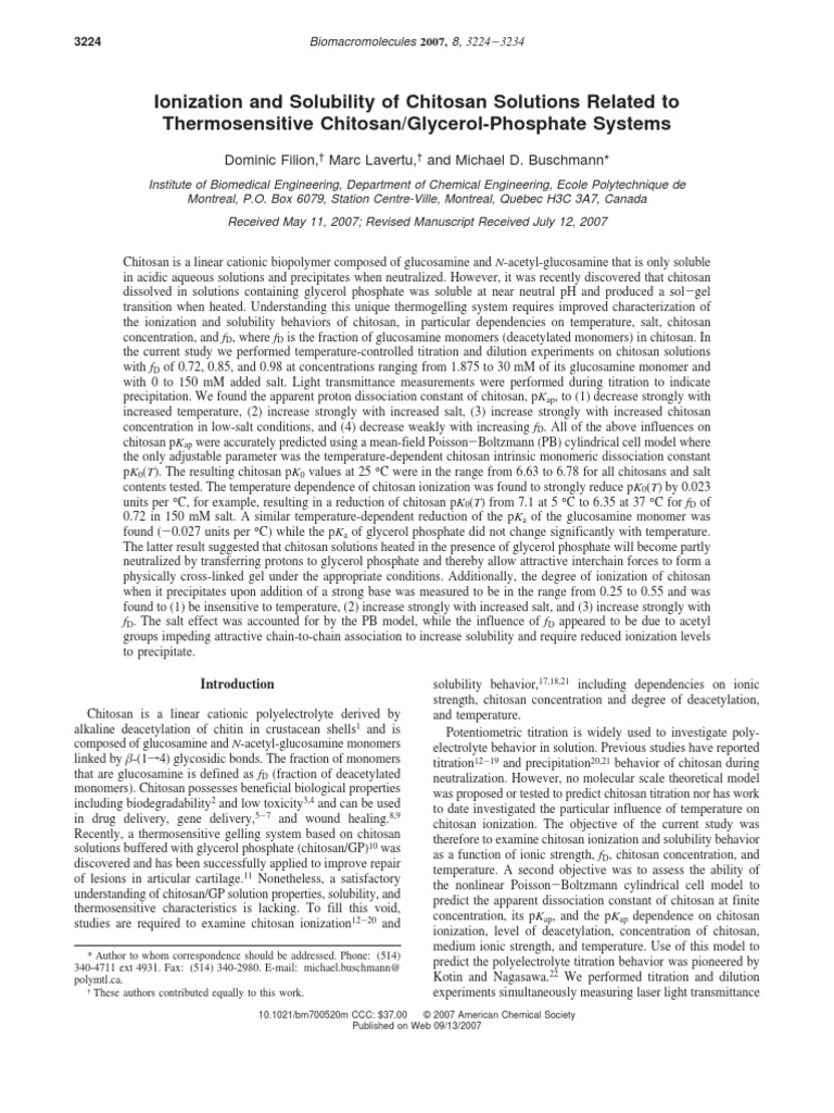 Ionization and Solubility of Chitosan Solutions Related To ...