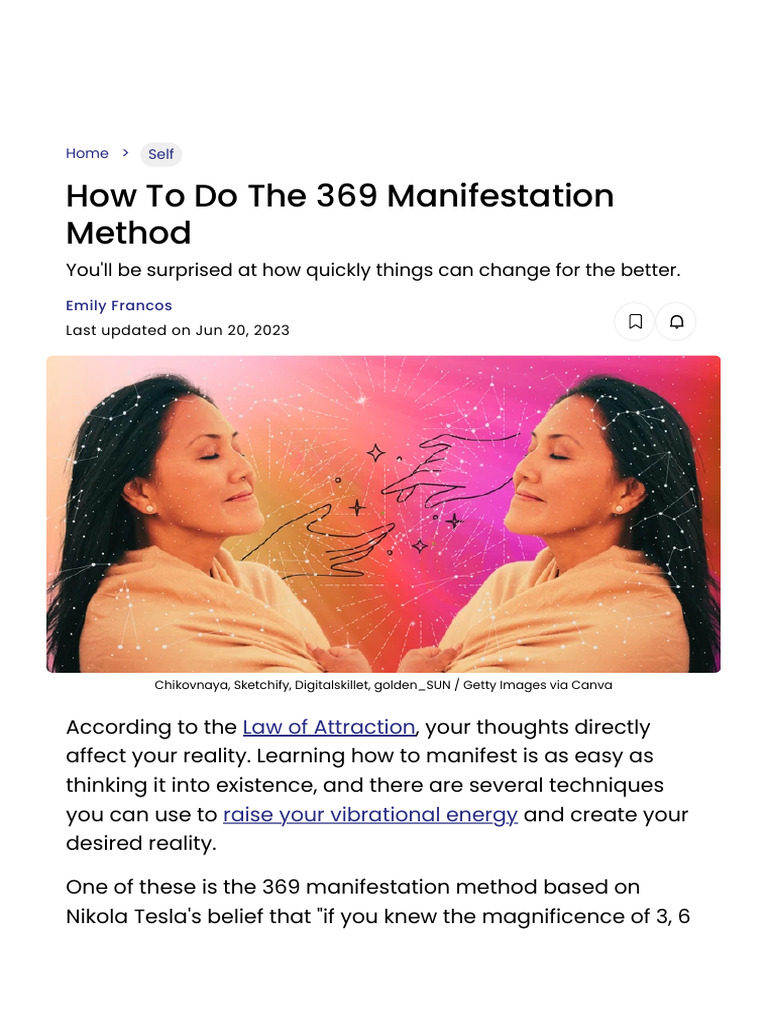 How To Do The 369 Manifestation Method, As Seen On TikTok - YourTango | PDF