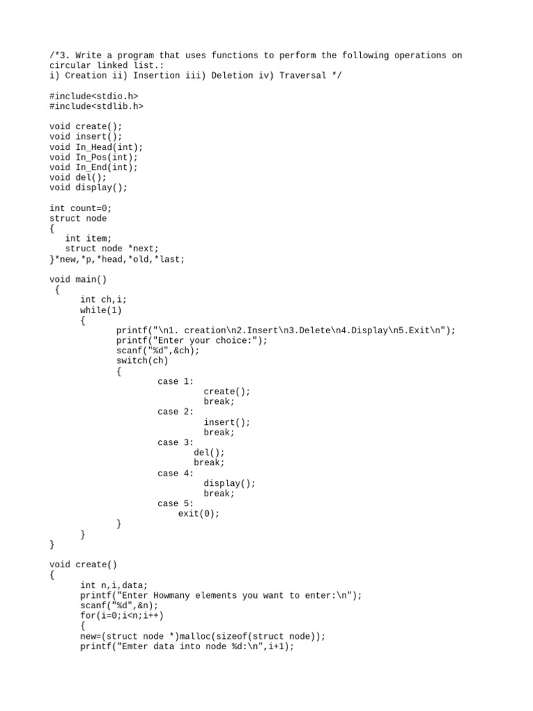 Circular Linked List | PDF