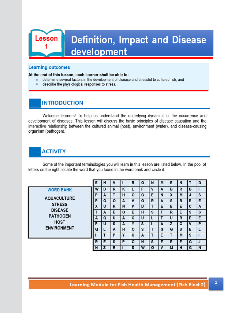Module 1 (Lesson 1_ Definition, Impact and Disease development) | PDF