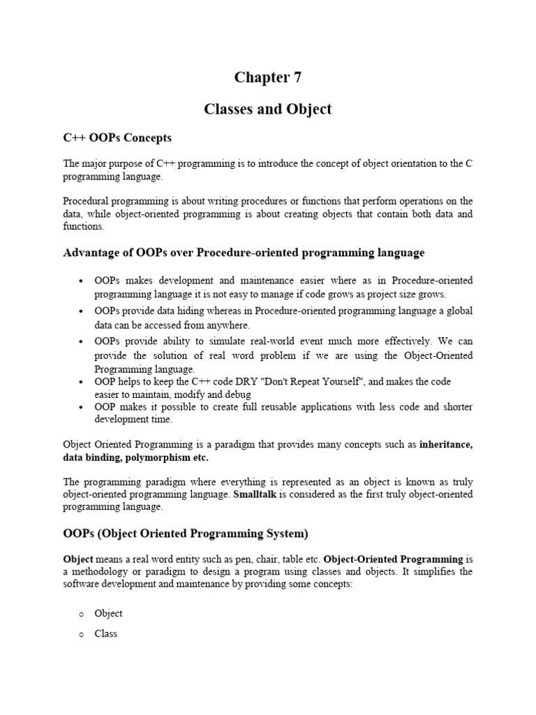 Chapter 7 (Classes & Object) | PDF