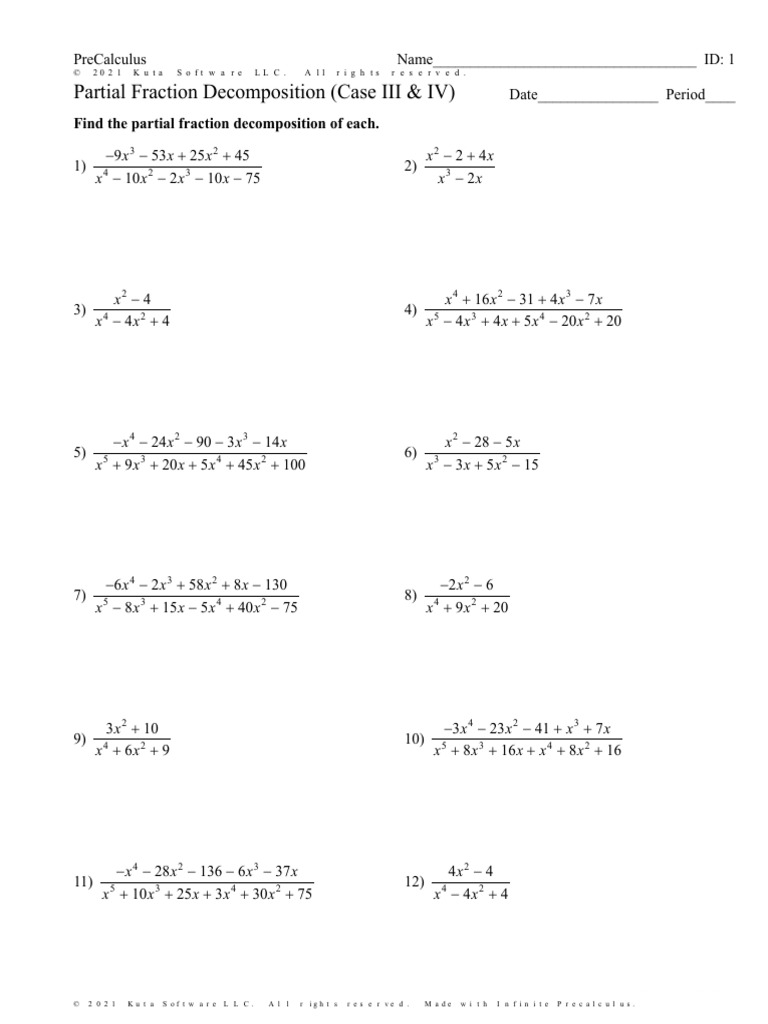 Partial fraction decomposition iii iv pdf