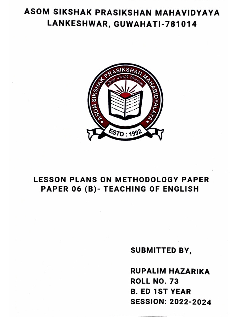 B Ed English Lesson Plan Pdf