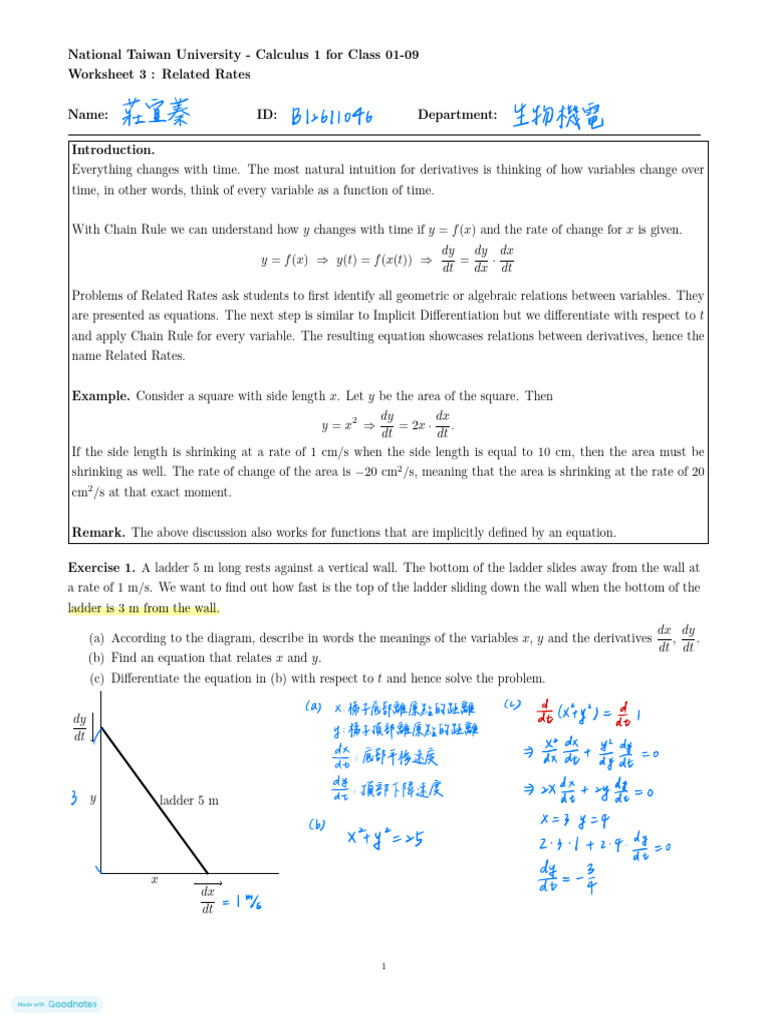 WS3 Related Rates | PDF
