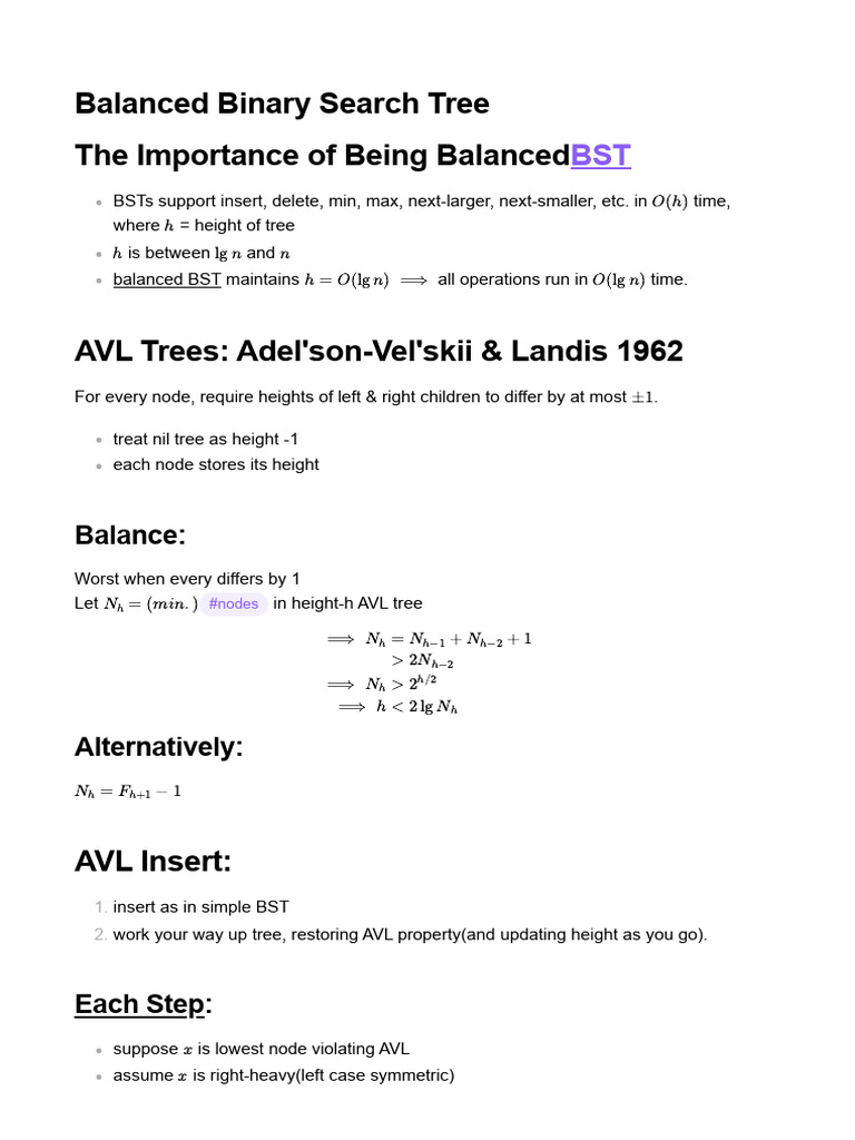 Balanced Binary Search Tree | PDF