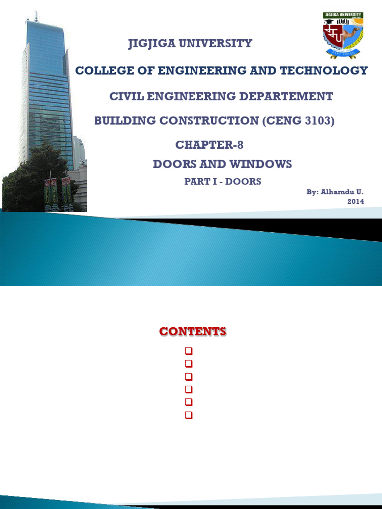 Chapter-8 Doors & Windows (Doors) | PDF
