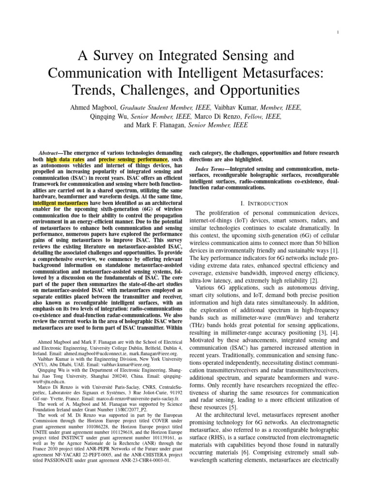 A Survey On Integrated Sensing | PDF