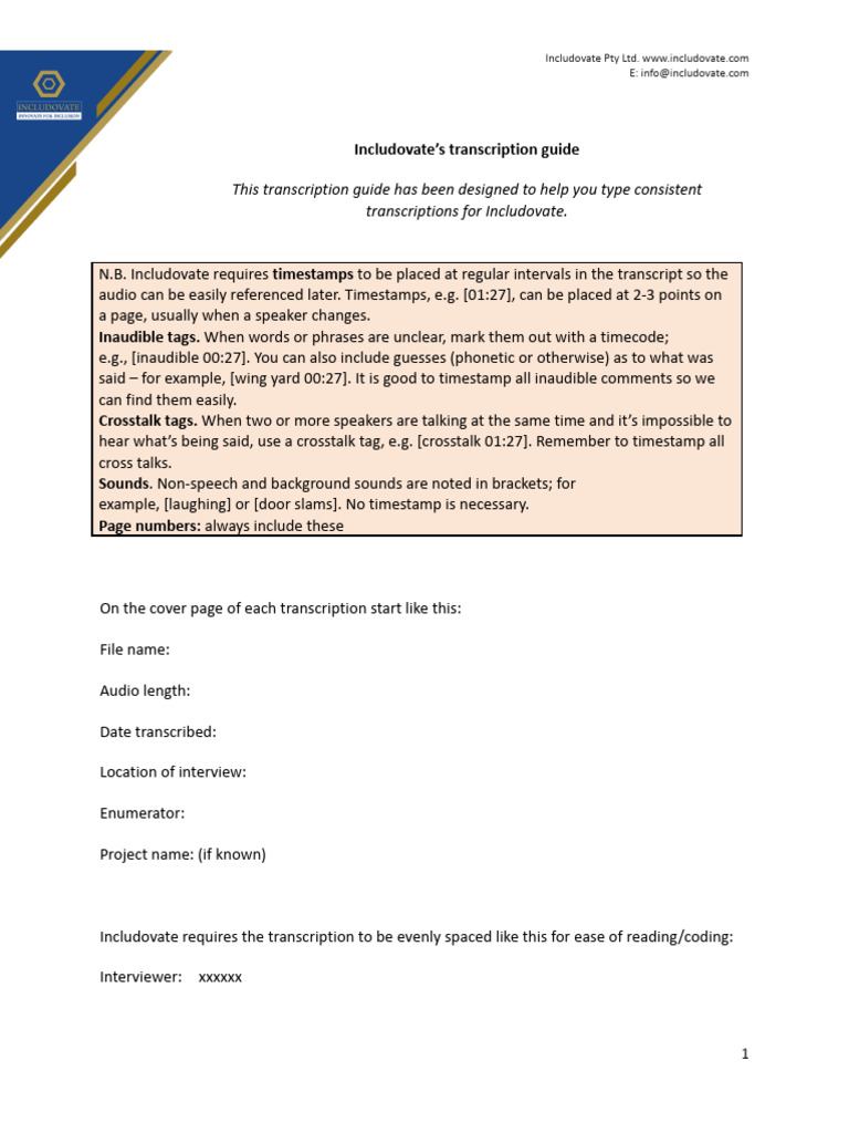 Interview Transcription Guidance | PDF