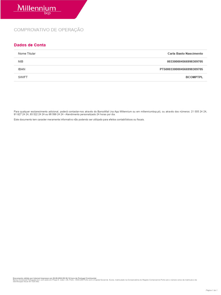 Comprovativo Banco | PDF