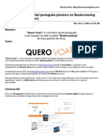 "Quero Voar!" pioneiro no Bookcrossing (Press release do autor, 2008.11.03)