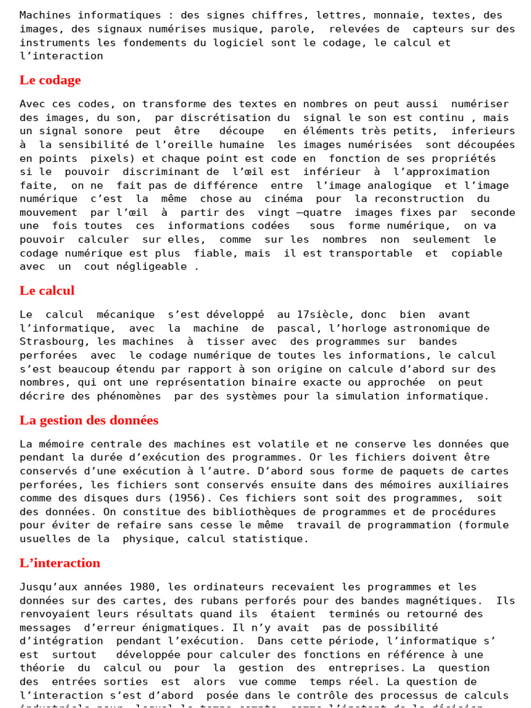 Notion D'informatique | PDF