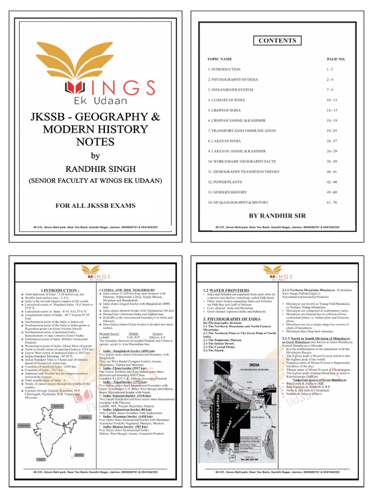 Geography & History Notes For All JKSSB Exams | PDF