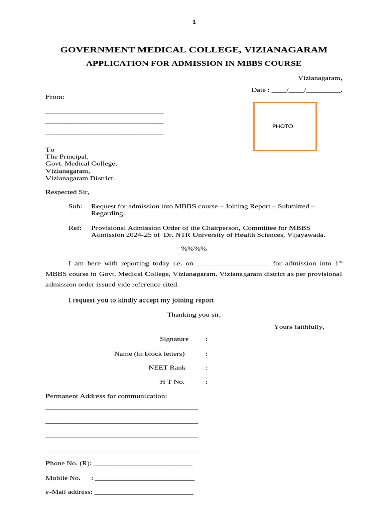 Cat A MBBS Application 2024 | PDF