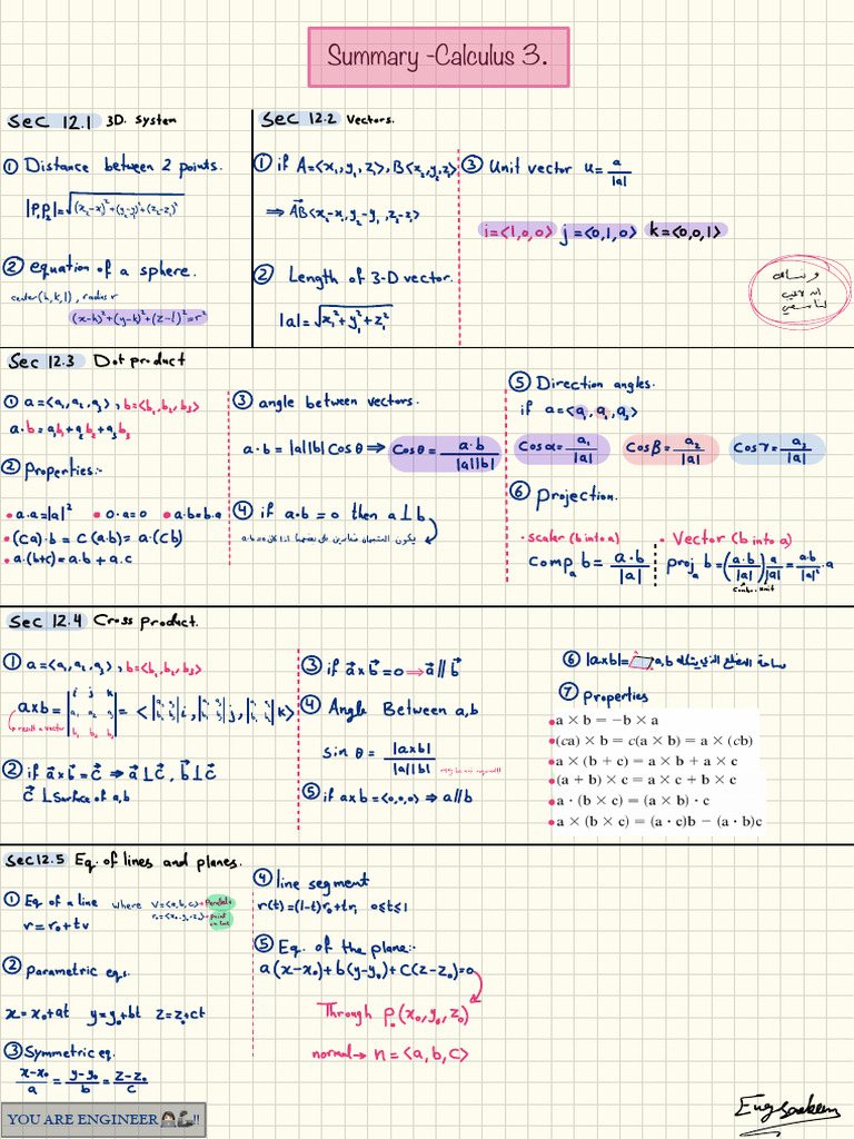 Summary - Calc 3 | PDF
