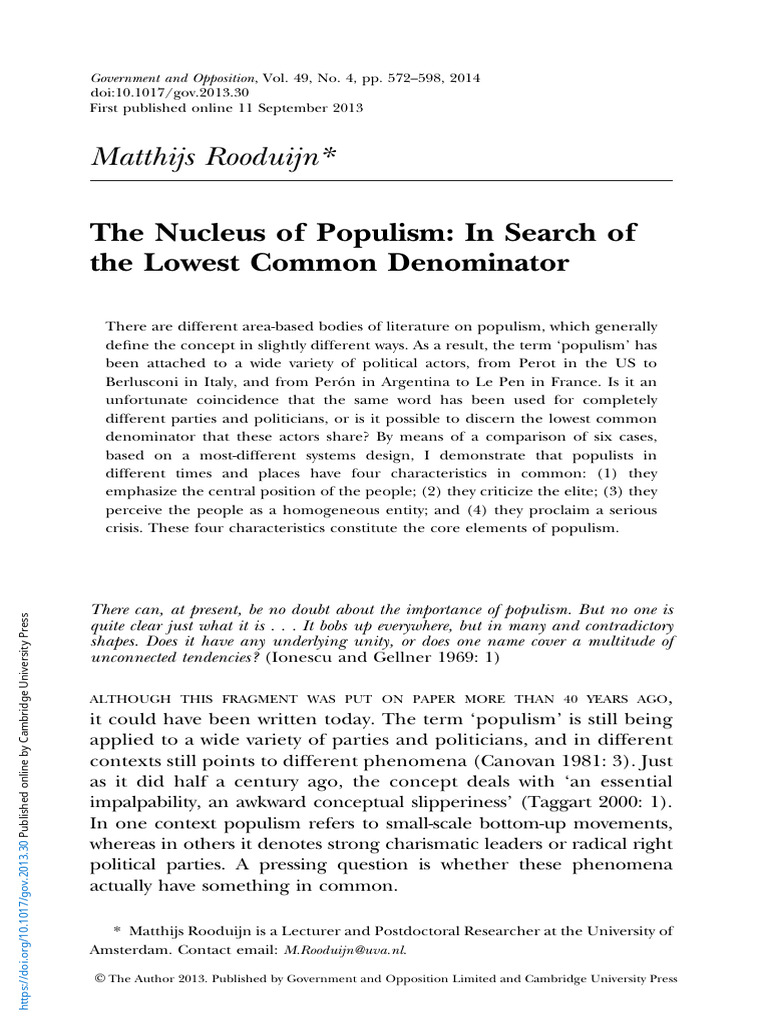 Div class title the nucleus of populism in search of the lowest common