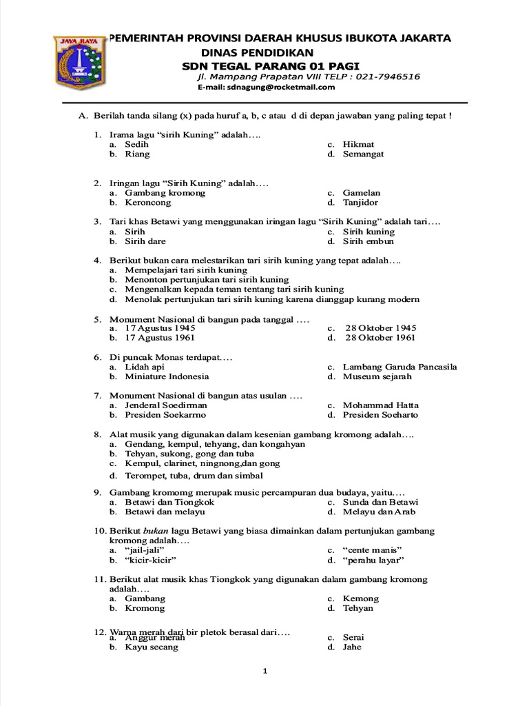 Pdf Soal Pas Plbj Kelas 5 Compress Pdf
