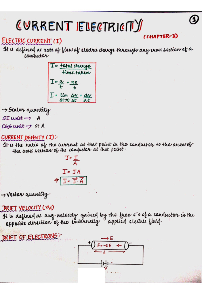 CH 03 Current Electricity HW Notes | PDF
