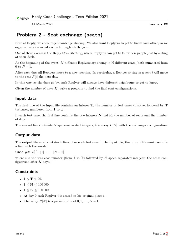 RCC Teen2021 2 Seats | PDF