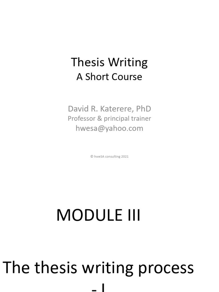 Thesis Writing Course | PDF