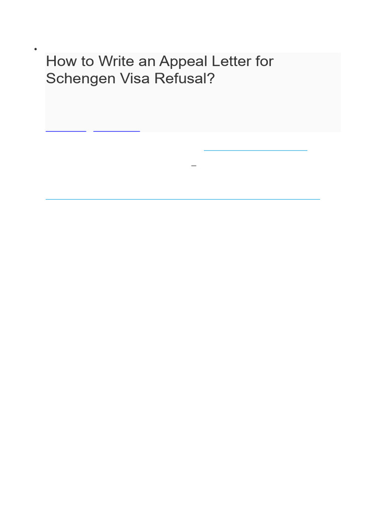 How To Write An Appeal Letter For Schengen Visa Refusal | PDF