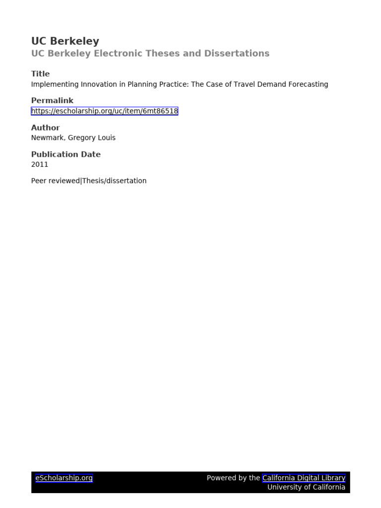 Travel Demand Forecasting - Innovation and Story | PDF