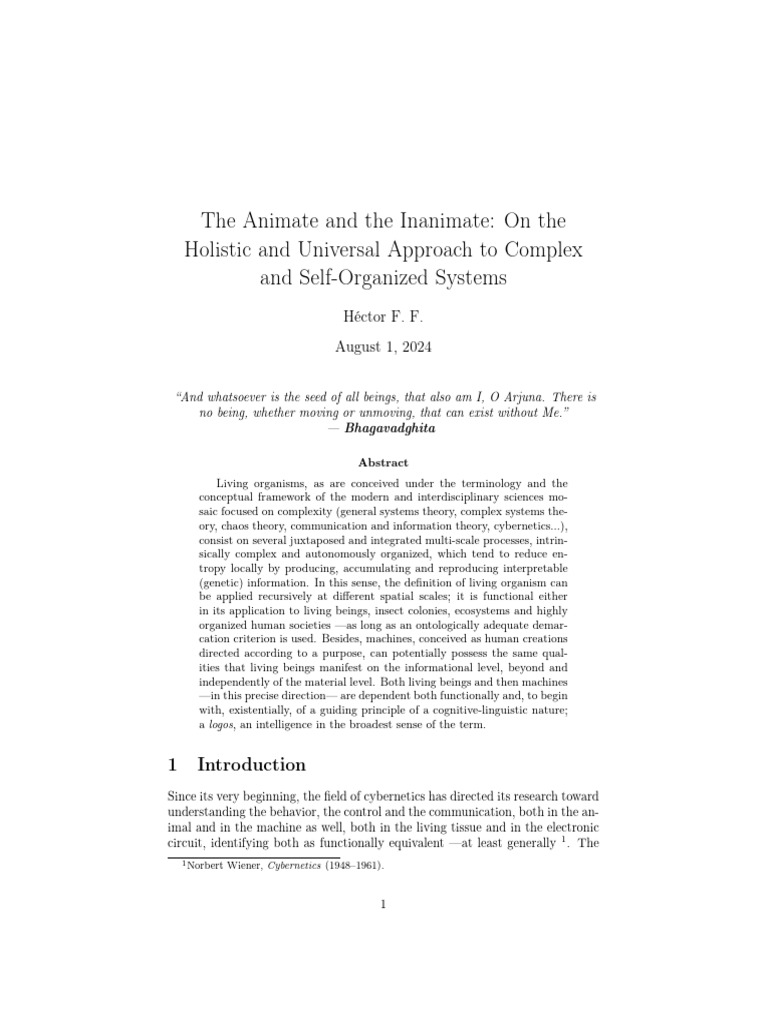 The Animate and The Inanimate | PDF | Entropy | Attractor
