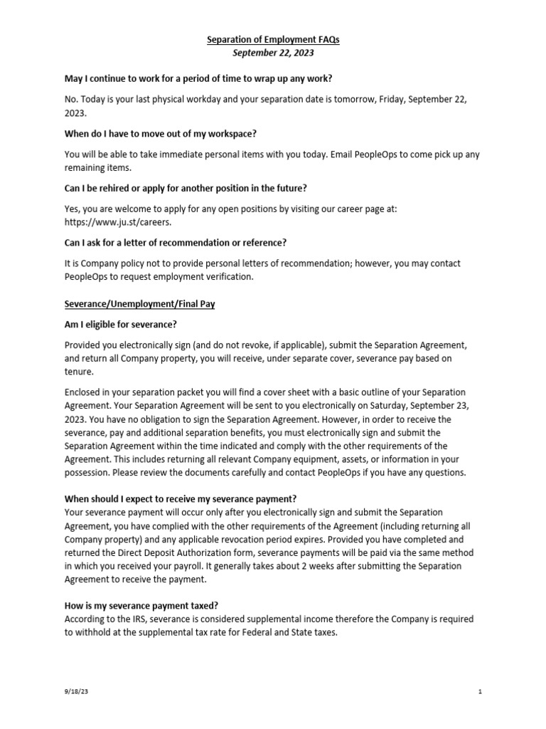 Notice & FAQ for Impacted Employees | PDF