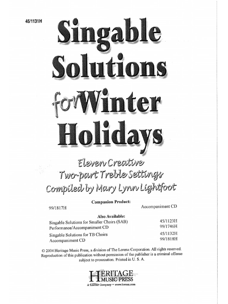 Singable Solutions For Winter Holidays Cover | PDF