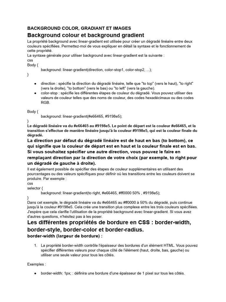 Background Color, Gradiant Et Images | PDF
