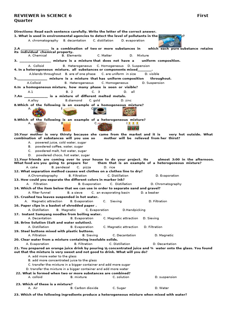 Reviewer in Science 6first Quarter | PDF