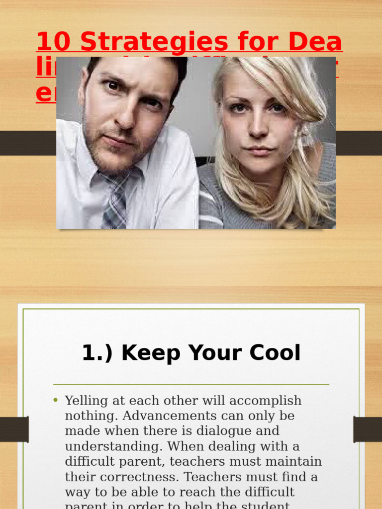 Strategies for Handling Difficult Parents | PDF | Psychological ...