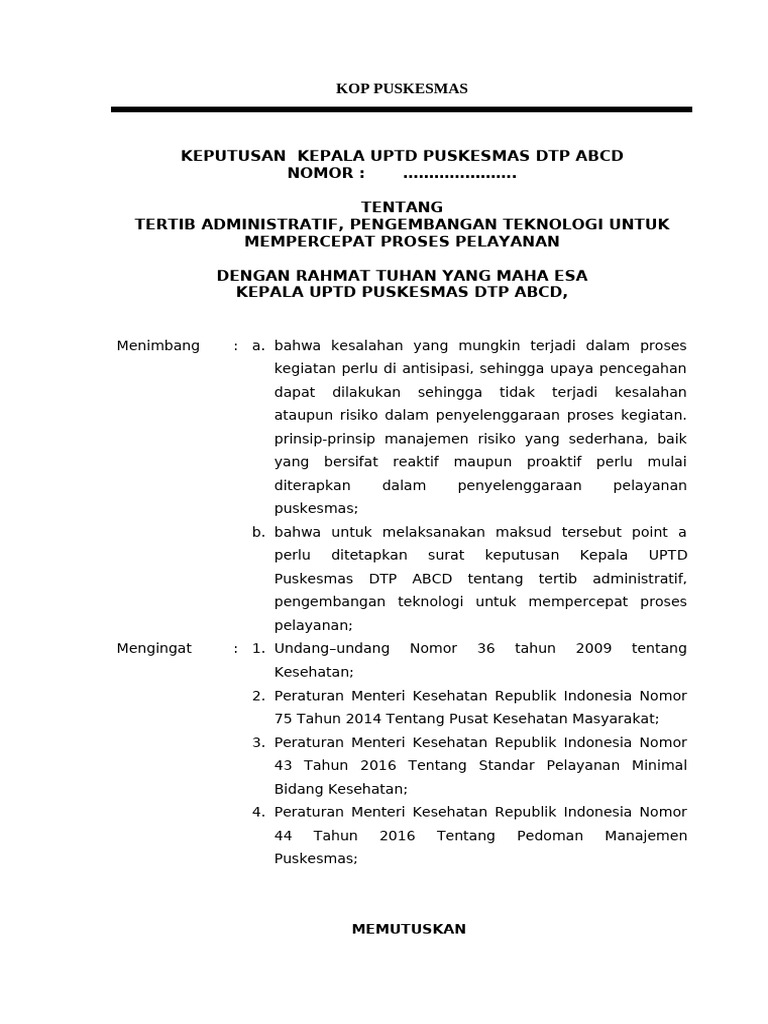 Ep 12510 sk tentang tertib administratif pengembangan teknologi untuk