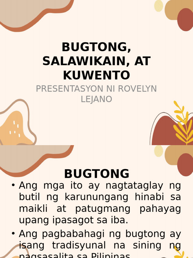Mga Bugtong at Salawikain sa Kultura | PDF | Philippines | Languages Of ...