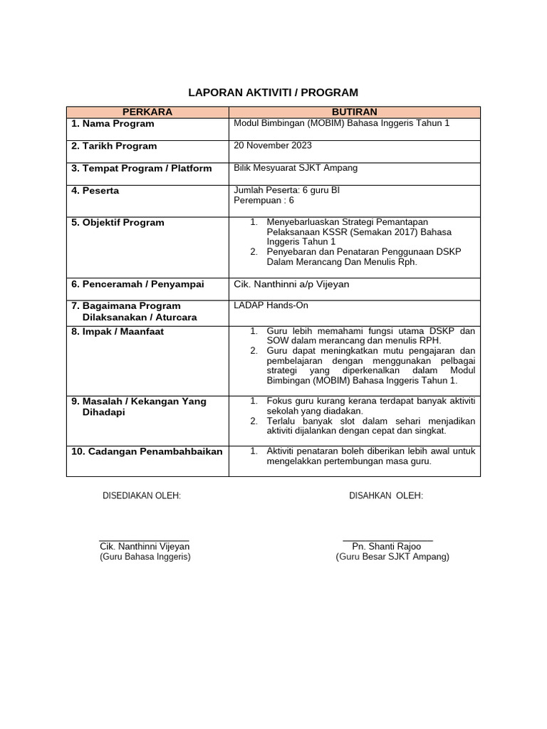 Laporan MOBIM | PDF