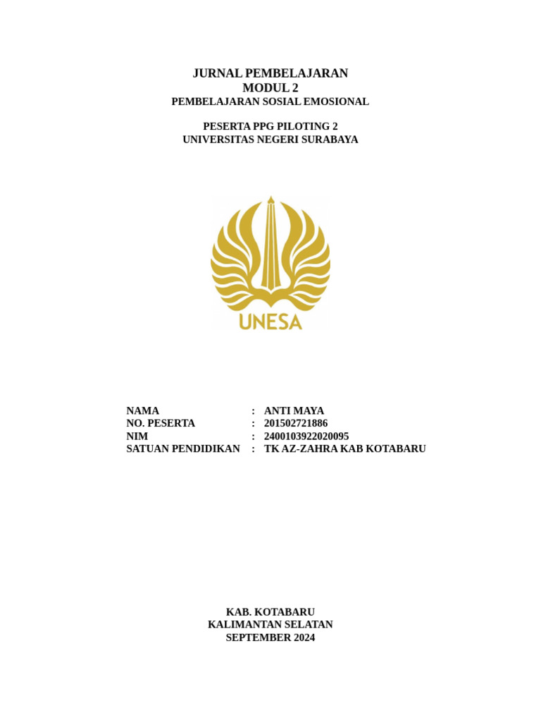 Jurnal Pembelajaran Sosial Emosional Word untuk Guru dan Murid