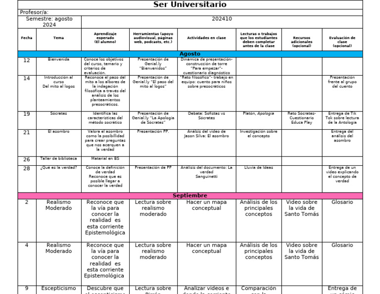 Plan de Estudios Ser Universitario | PDF