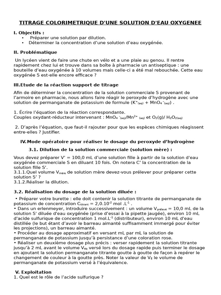 Dosage Eau Oxygénée Bicarbonate De Soude