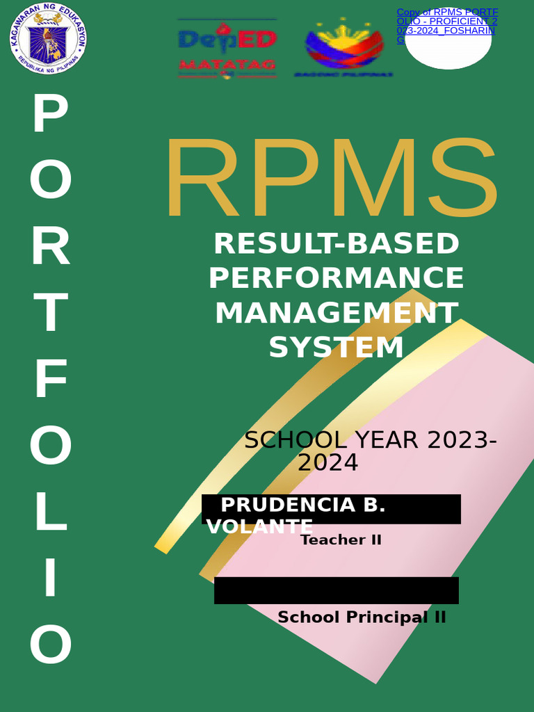 Rpms Portfolio - Proficient 2023-2024 - For Sharing | PDF