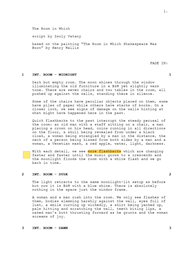 The Room in Which - Short Script | PDF