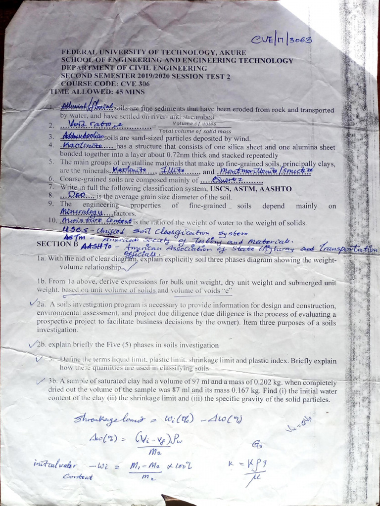 CVE 306 Test 20192020 | PDF