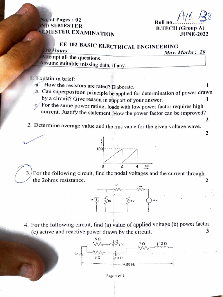 Ee Mid Sem 2K22 | PDF