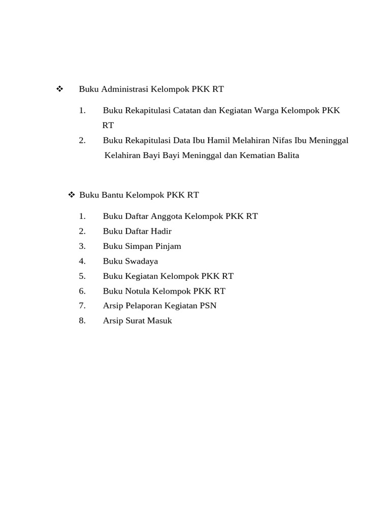 Buku Administrasi Kelompok Pkk Rt Pdf